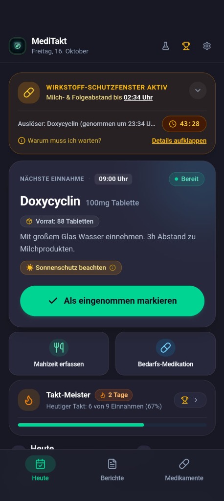 MediTakt Heute-Dashboard