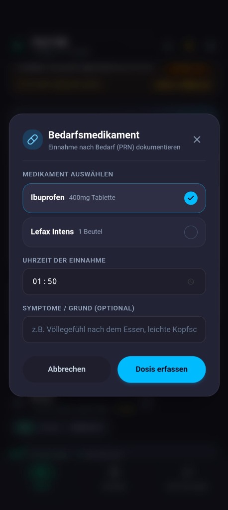 MediTakt Bedarfsmedikament erfassen